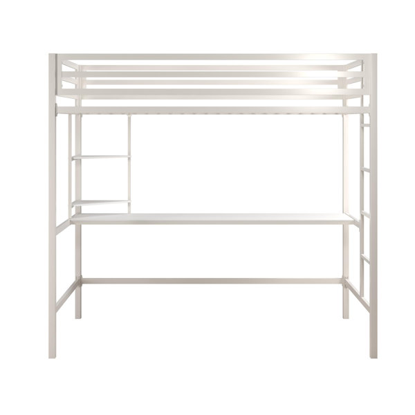 Novogratz Maxwell Metal Loft Bed with BuiltinDesk by Novogratz